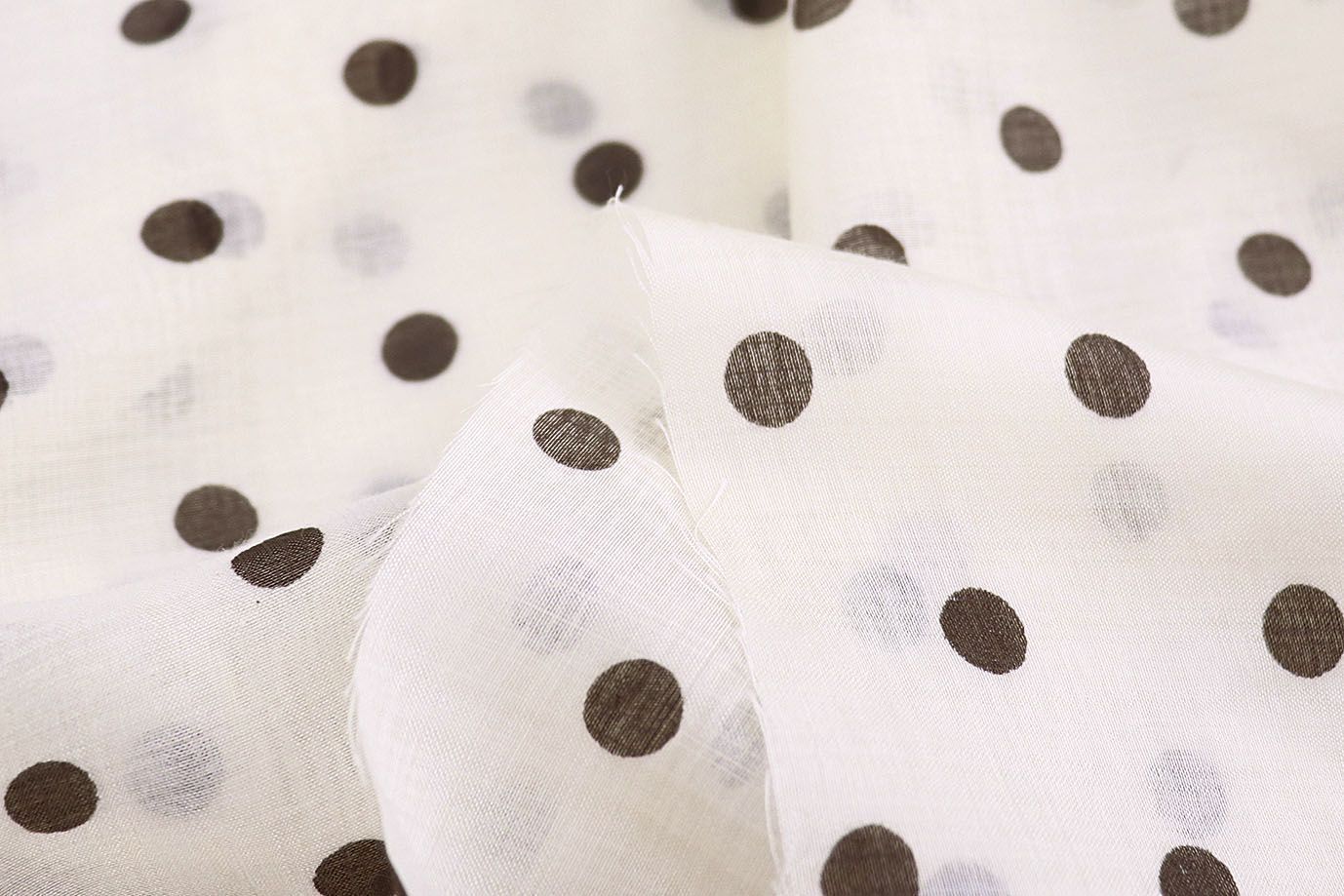 Органза принт/горох коричневый на молочном 4197-PY/D#1/C#1