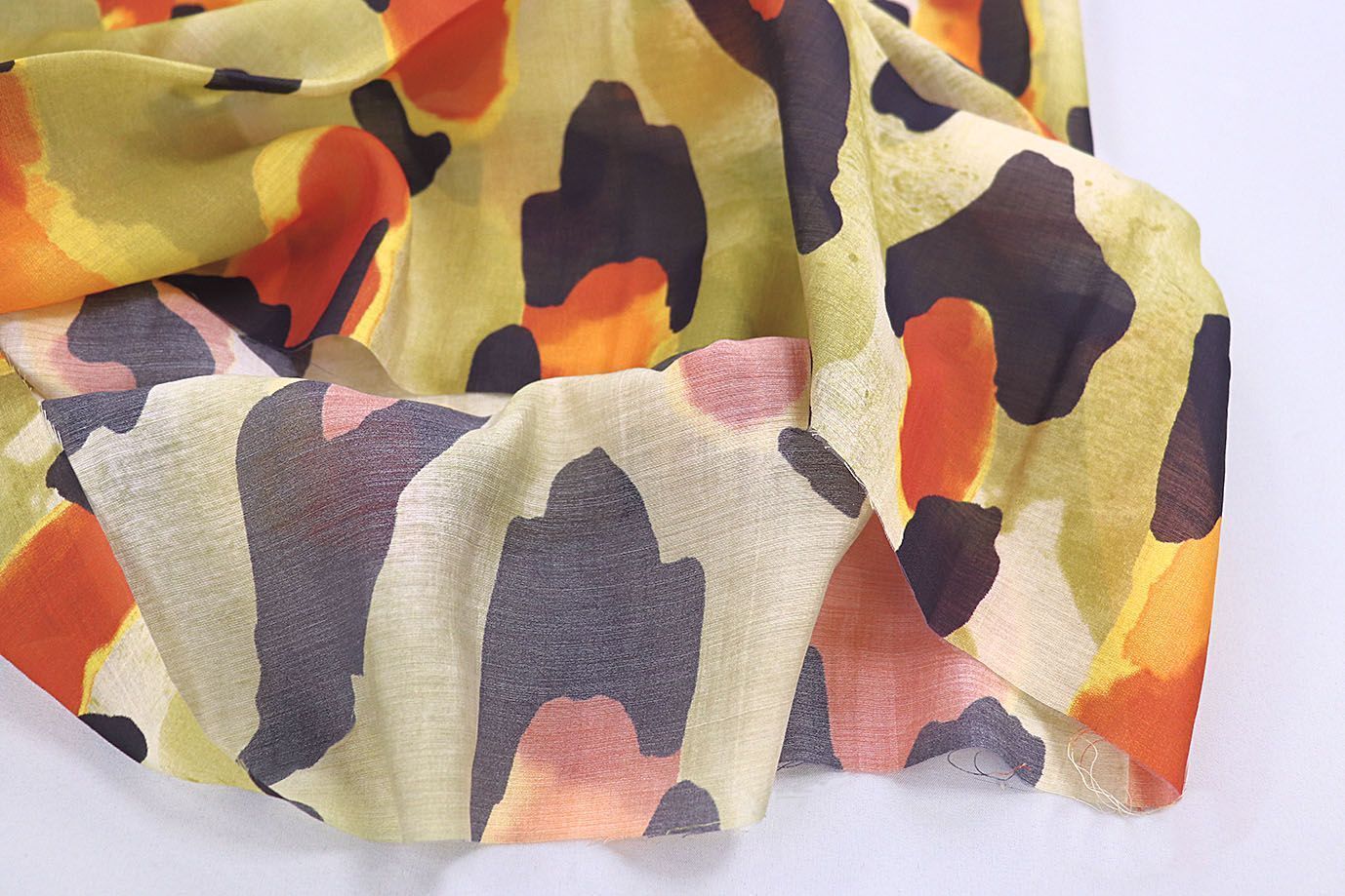 Вуаль принт/черно-оранжевый на желтом 3847-PY/D#3/C#2