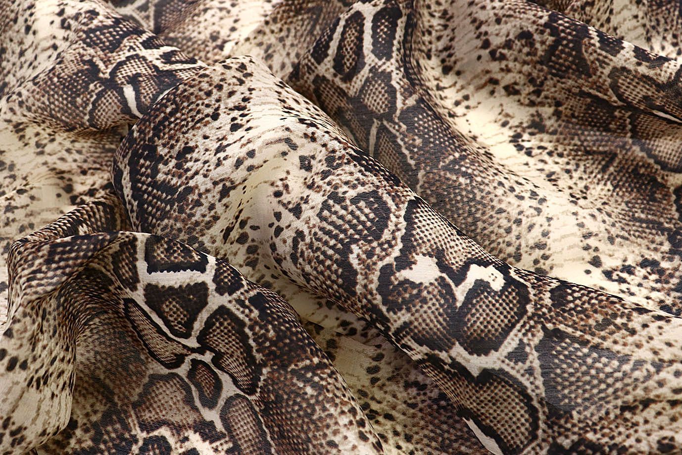 Вуаль принт/змея коричнево-бежевая 3890-PY/D#2/C#1