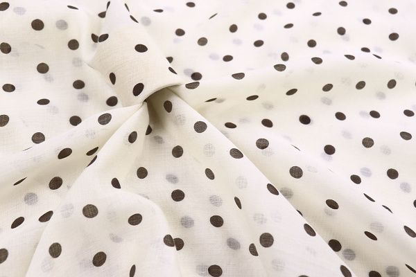 Органза принт/горох коричневый на молочном 4197-PY/D#1/C#1