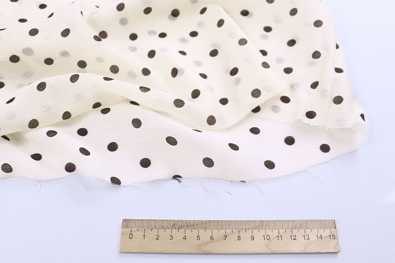 Органза принт/горох коричневый на молочном 4197-PY/D#1/C#1