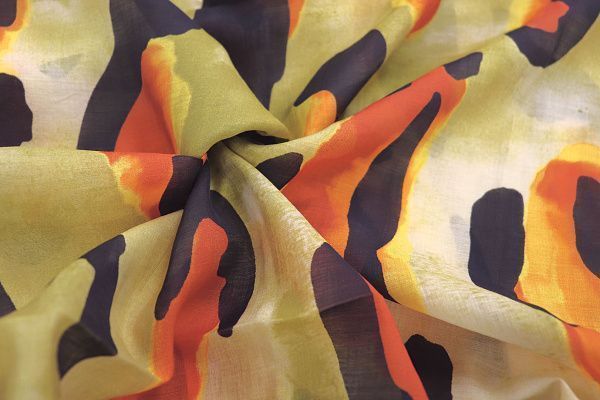 Вуаль принт/черно-оранжевый на желтом 3847-PY/D#3/C#2