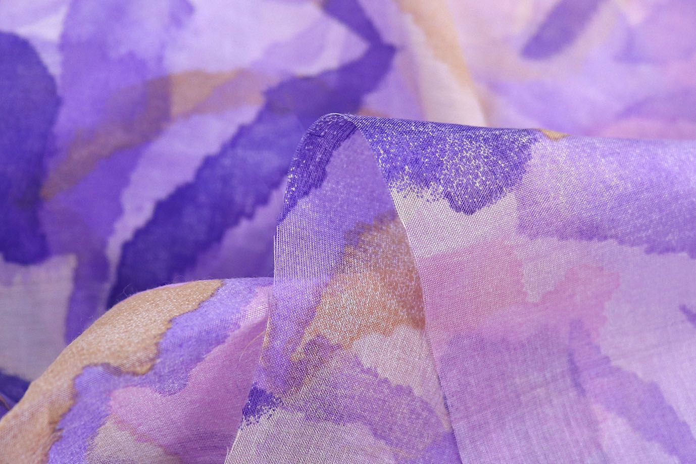 Вуаль принт/сиренево-фиолетовый на бежевом 3847-PY/D#4/C#2