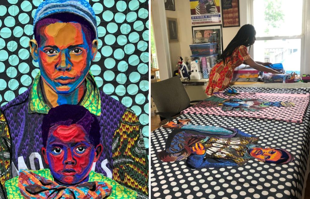 стеганые полотна с портретами чернокожих художницы Бизы Батлер