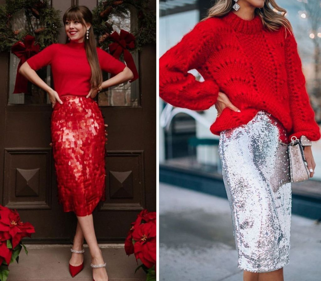 Блестящие ткани в новогодних образах