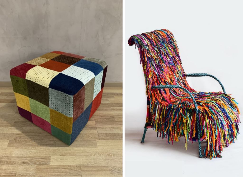 Обивка мебели из обрезков ткани